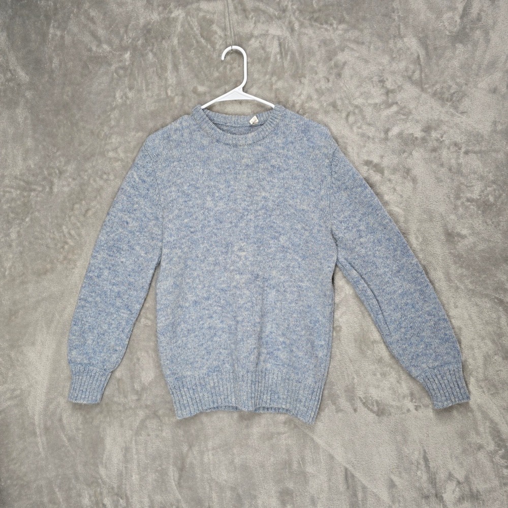Men's Wool Viking Sweater Medium Blue Crew Neck Knit Pullover Long Sleeve